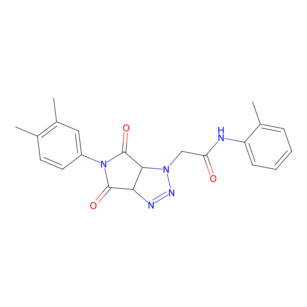 2-[5-(3,4-dimethylphenyl)-4,6-dioxo-1H,3aH,4H,5H,6H,6aH-pyrrolo[3,4-d][1,2,3]triazol-1-yl]-N-(2-methylphenyl)acetamide molecular structure, CAS 1008269-48-4