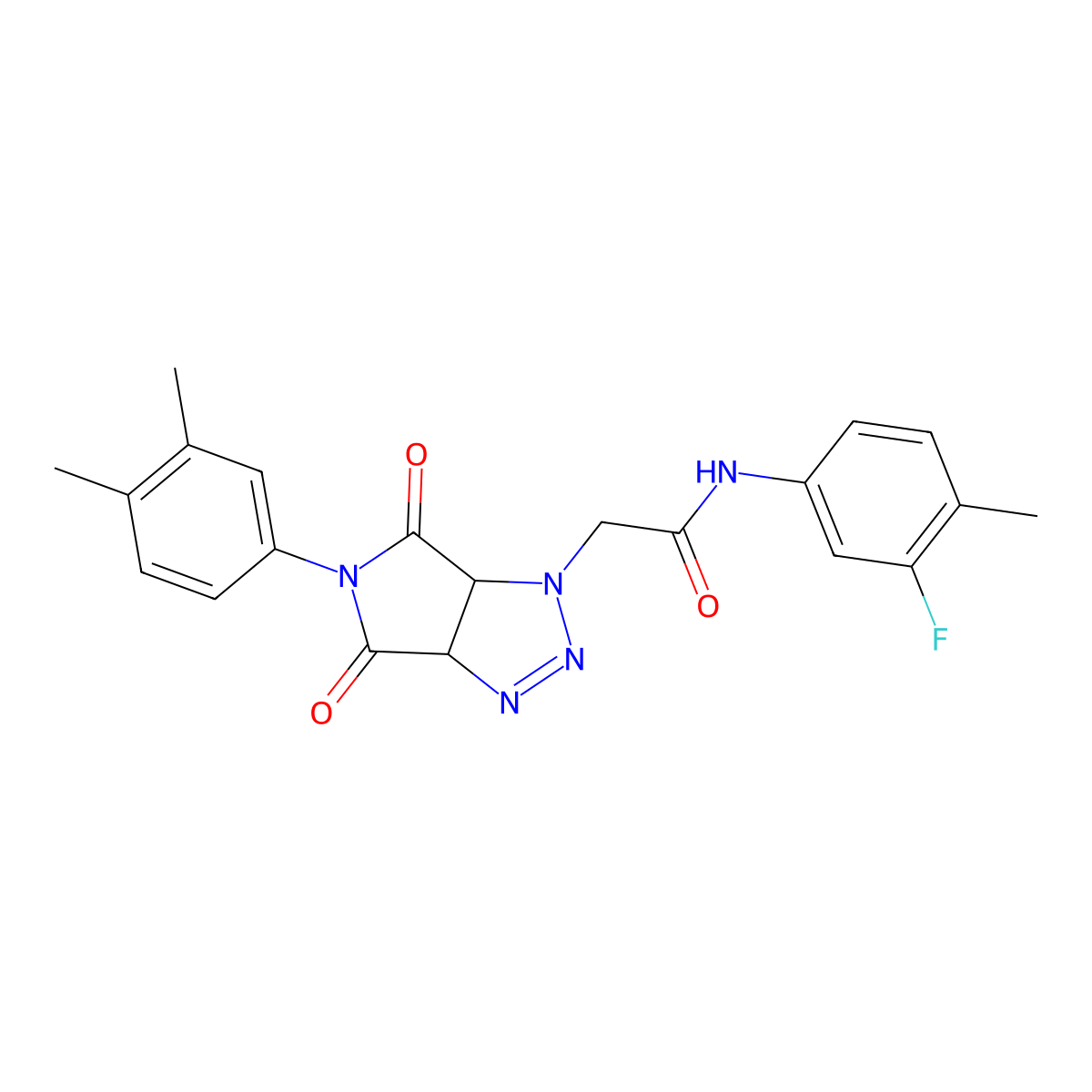 2-(5-(3,4-dimethylphenyl)-4,6-dioxo-4,5,6,6a-tetrahydropyrrolo[3,4-d][1,2,3]triazol-1(3aH)-yl)-N-(3-fluoro-4-methylphenyl)acetamide molecular structure, CAS 1008269-54-2