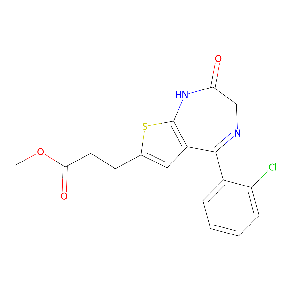 7-(2-Carbomethoxyethyl)-5-(2-chlorophenyl)-thieno-1,4-diazepin-2-one molecular structure, CAS 100827-80-3