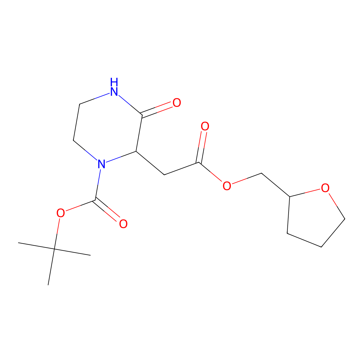Tert-butyl 3-oxo-2-[2-oxo-2-(oxolan-2-ylmethoxy)ethyl]piperazine-1-carboxylate molecular structure, CAS 1008272-57-8