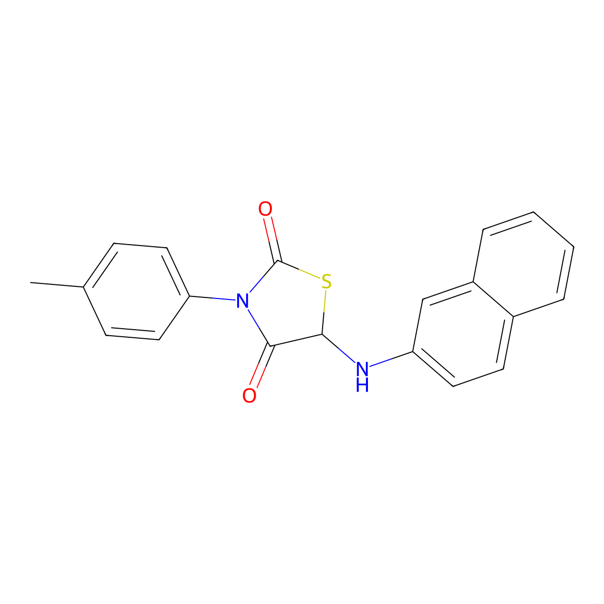 3-(4-Methylphenyl)-5-(naphthalen-2-ylamino)-1,3-thiazolidine-2,4-dione molecular structure, CAS 1008272-86-3