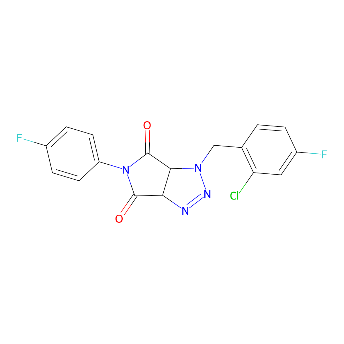 1-(2-chloro-4-fluorobenzyl)-5-(4-fluorophenyl)-3a,6a-dihydropyrrolo[3,4-d][1,2,3]triazole-4,6(1H,5H)-dione molecular structure, CAS 1008273-75-3