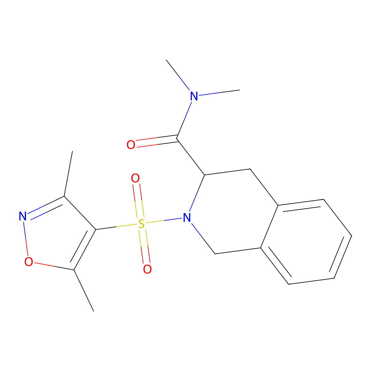 2-[(3,5-dimethyl-1,2-oxazol-4-yl)sulfonyl]-N,N-dimethyl-1,2,3,4-tetrahydroisoquinoline-3-carboxamide molecular structure, CAS 1008274-12-1