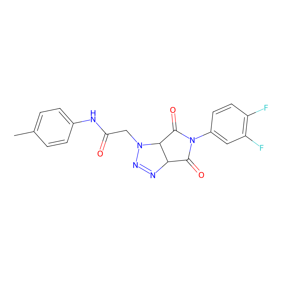2-[5-(3,4-difluorophenyl)-4,6-dioxo-4,5,6,6a-tetrahydropyrrolo[3,4-d][1,2,3]triazol-1(3aH)-yl]-N-(4-methylphenyl)acetamide molecular structure, CAS 1008274-81-4
