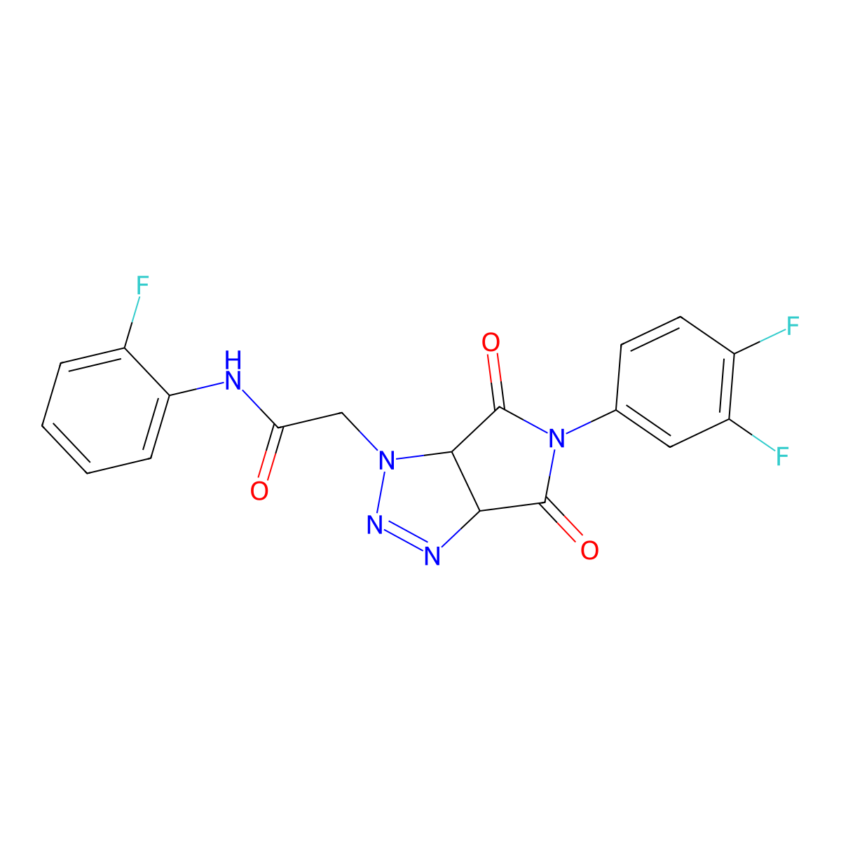 2-[5-(3,4-difluorophenyl)-4,6-dioxo-1H,3aH,4H,5H,6H,6aH-pyrrolo[3,4-d][1,2,3]triazol-1-yl]-N-(2-fluorophenyl)acetamide molecular structure, CAS 1008274-82-5