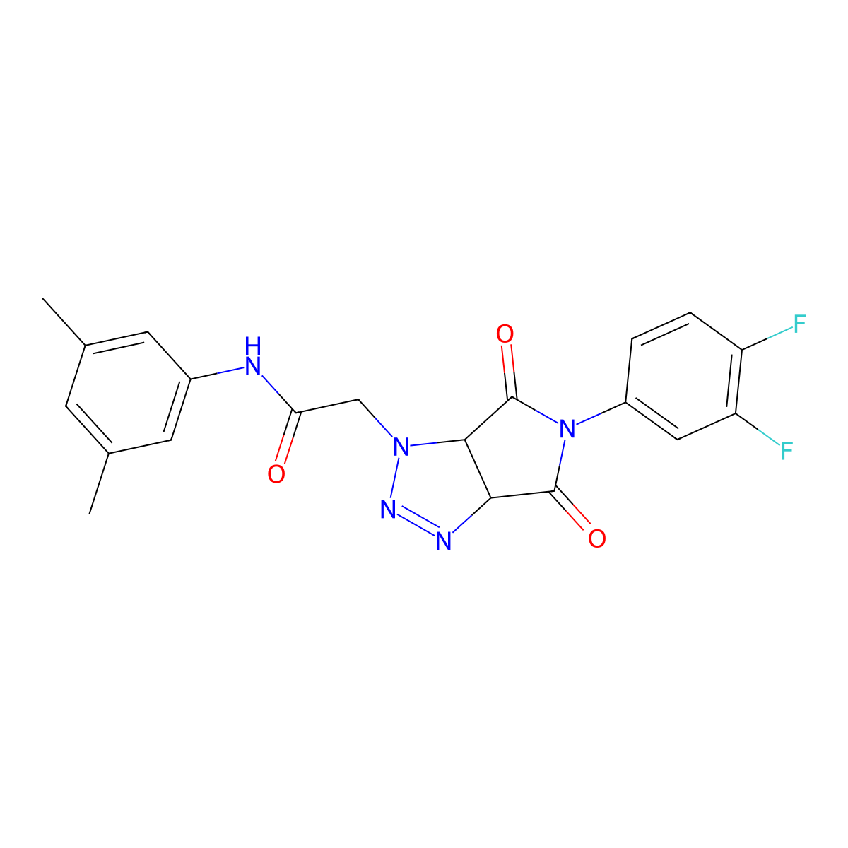 2-[5-(3,4-difluorophenyl)-4,6-dioxo-4,5,6,6a-tetrahydropyrrolo[3,4-d][1,2,3]triazol-1(3aH)-yl]-N-(3,5-dimethylphenyl)acetamide molecular structure, CAS 1008274-83-6