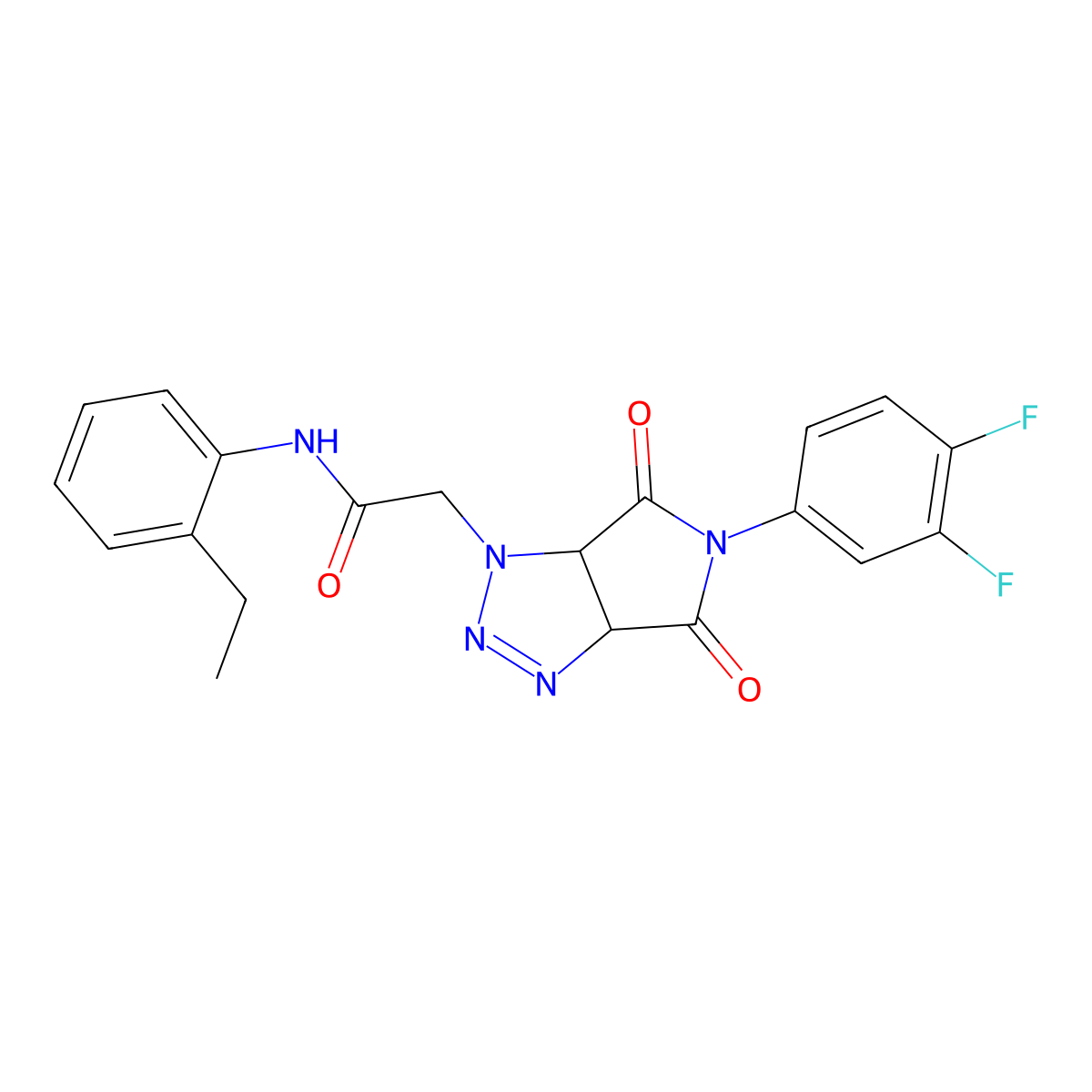 2-[5-(3,4-difluorophenyl)-4,6-dioxo-4,5,6,6a-tetrahydropyrrolo[3,4-d][1,2,3]triazol-1(3aH)-yl]-N-(2-ethylphenyl)acetamide molecular structure, CAS 1008274-86-9