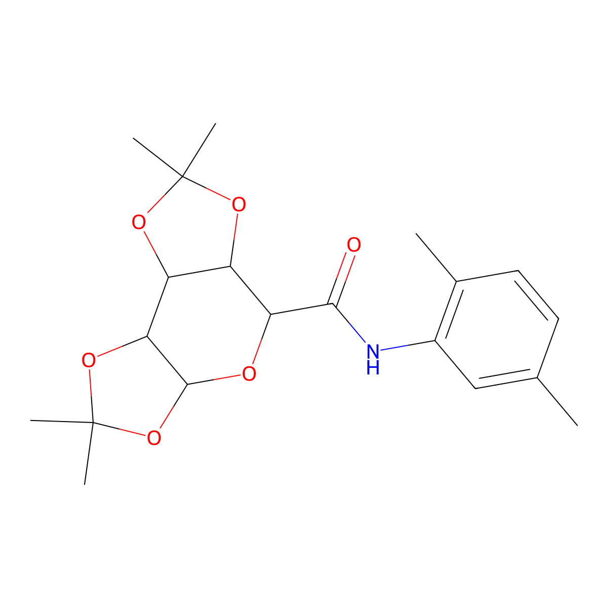 N-(2,5-dimethylphenyl)-2,2,7,7-tetramethyltetrahydro-3aH-bis([1,3]dioxolo)[4,5-b:4',5'-d]pyran-5-carboxamide molecular structure, CAS 1008274-97-2
