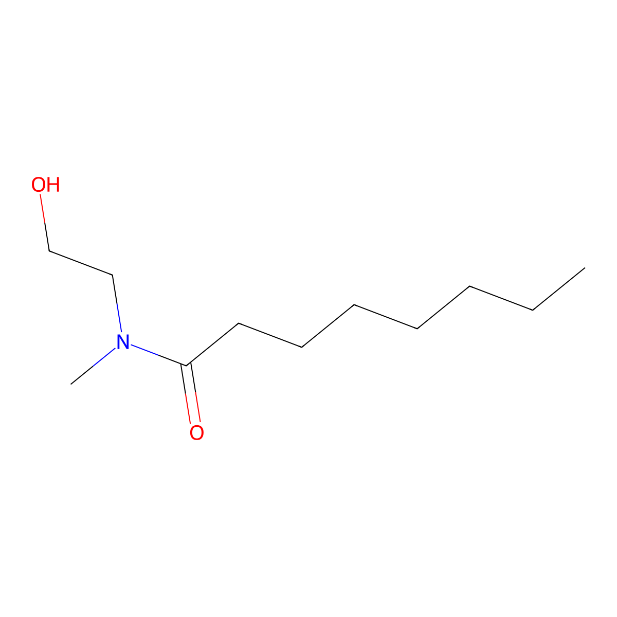 N-(2-hydroxyethyl)-N-methyloctanamide molecular structure, CAS 100828-60-2