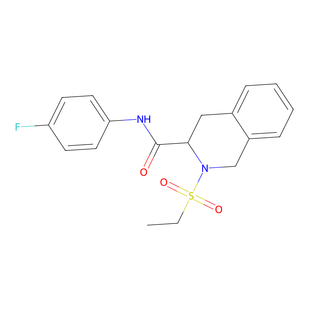 2-(Ethylsulfonyl)-N-(4-fluorophenyl)-1,2,3,4-tetrahydroisoquinoline-3-carboxamide molecular structure, CAS 1008280-11-2