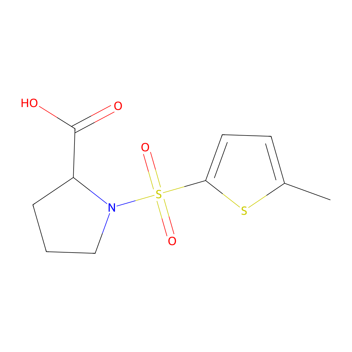 1-[(5-Methylthiophen-2-yl)sulfonyl]pyrrolidine-2-carboxylic acid molecular structure, CAS 1008281-37-5