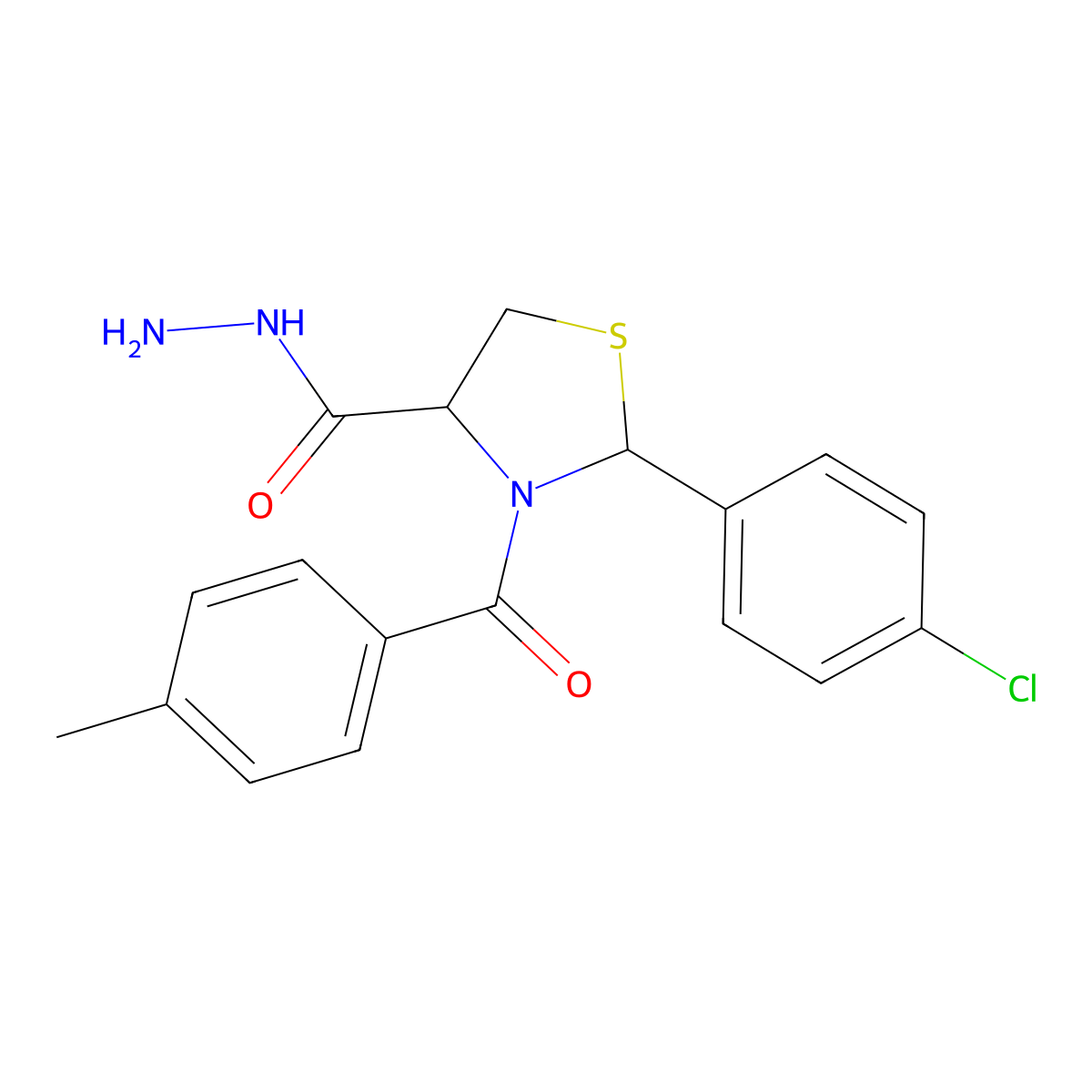 2-(4-Chlorophenyl)-3-(4-methylbenzoyl)-1,3-thiazolane-4-carbohydrazide molecular structure, CAS 1008281-47-7