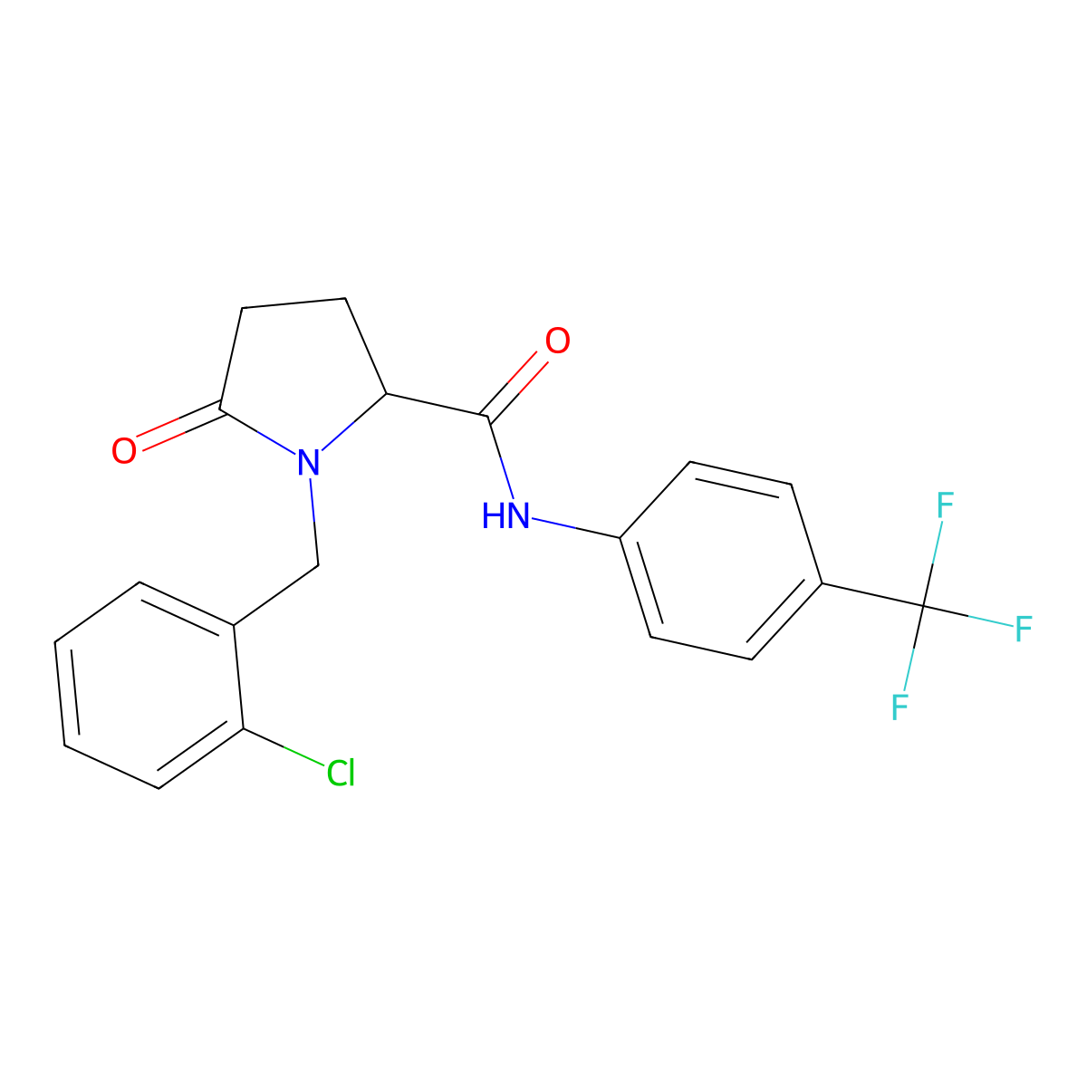 1-[(2-chlorophenyl)methyl]-5-oxo-N-[4-(trifluoromethyl)phenyl]pyrrolidine-2-carboxamide molecular structure, CAS 1008283-06-4