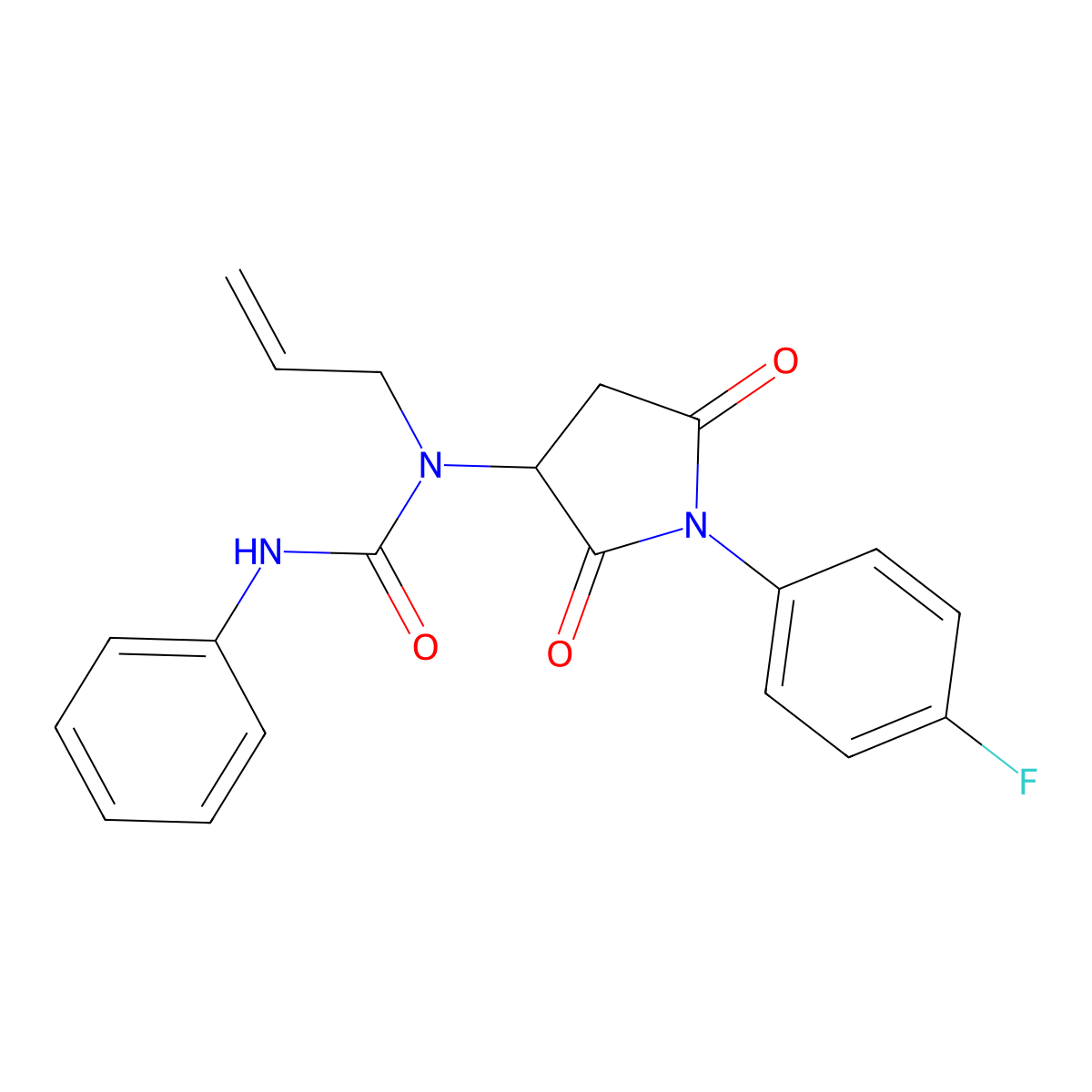 1-[1-(4-Fluorophenyl)-2,5-dioxopyrrolidin-3-yl]-3-phenyl-1-prop-2-enylurea molecular structure, CAS 1008283-13-3