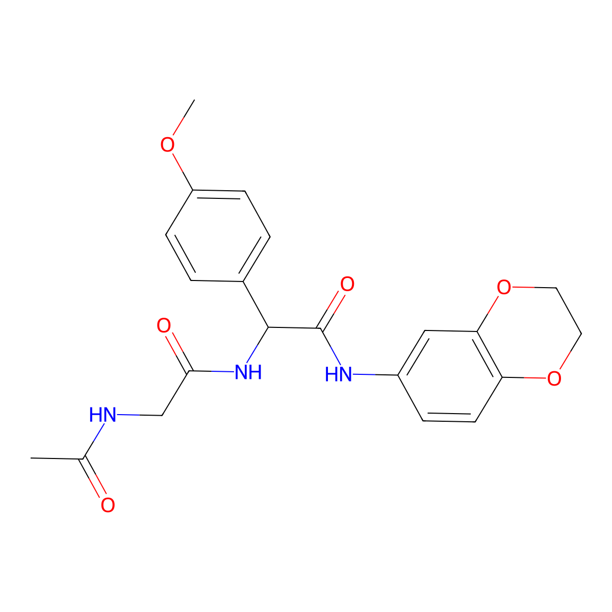2-[(2-acetamidoacetyl)amino]-N-(2,3-dihydro-1,4-benzodioxin-6-yl)-2-(4-methoxyphenyl)acetamide molecular structure, CAS 1008283-29-1