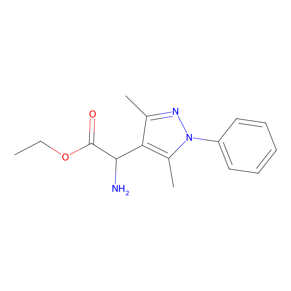 Ethyl 2-amino-2-(3,5-dimethyl-1-phenylpyrazol-4-yl)acetate molecular structure, CAS 1008283-83-7