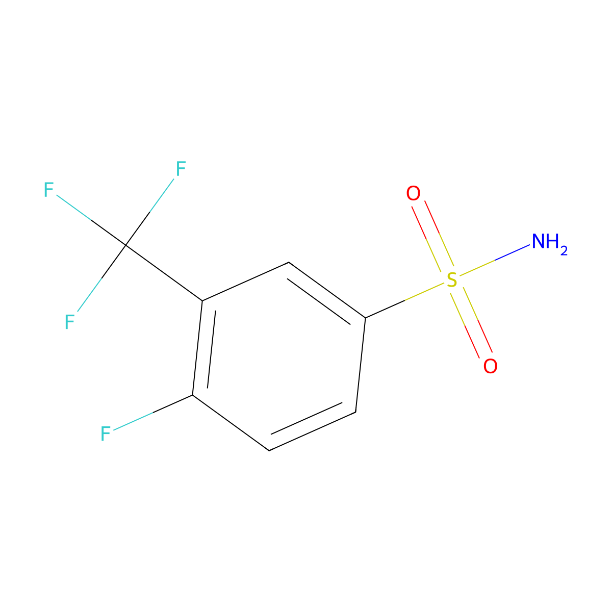4-Fluoro-3-(trifluoromethyl)benzenesulfonamide molecular structure, CAS 1008304-87-7