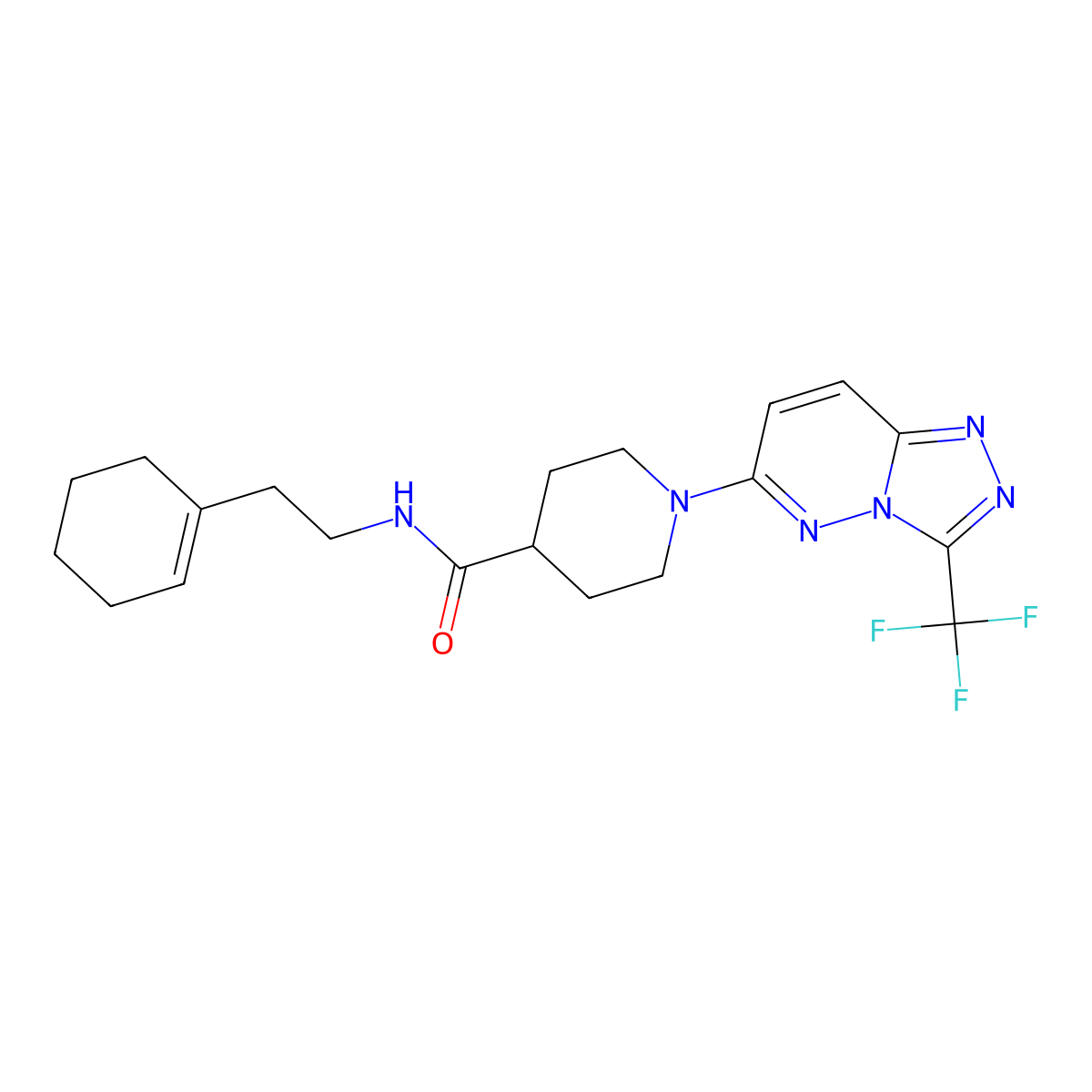N-[2-(cyclohex-1-en-1-yl)ethyl]-1-[3-(trifluoromethyl)[1,2,4]triazolo[4,3-b]pyridazin-6-yl]piperidine-4-carboxamide molecular structure, CAS 1008349-35-6