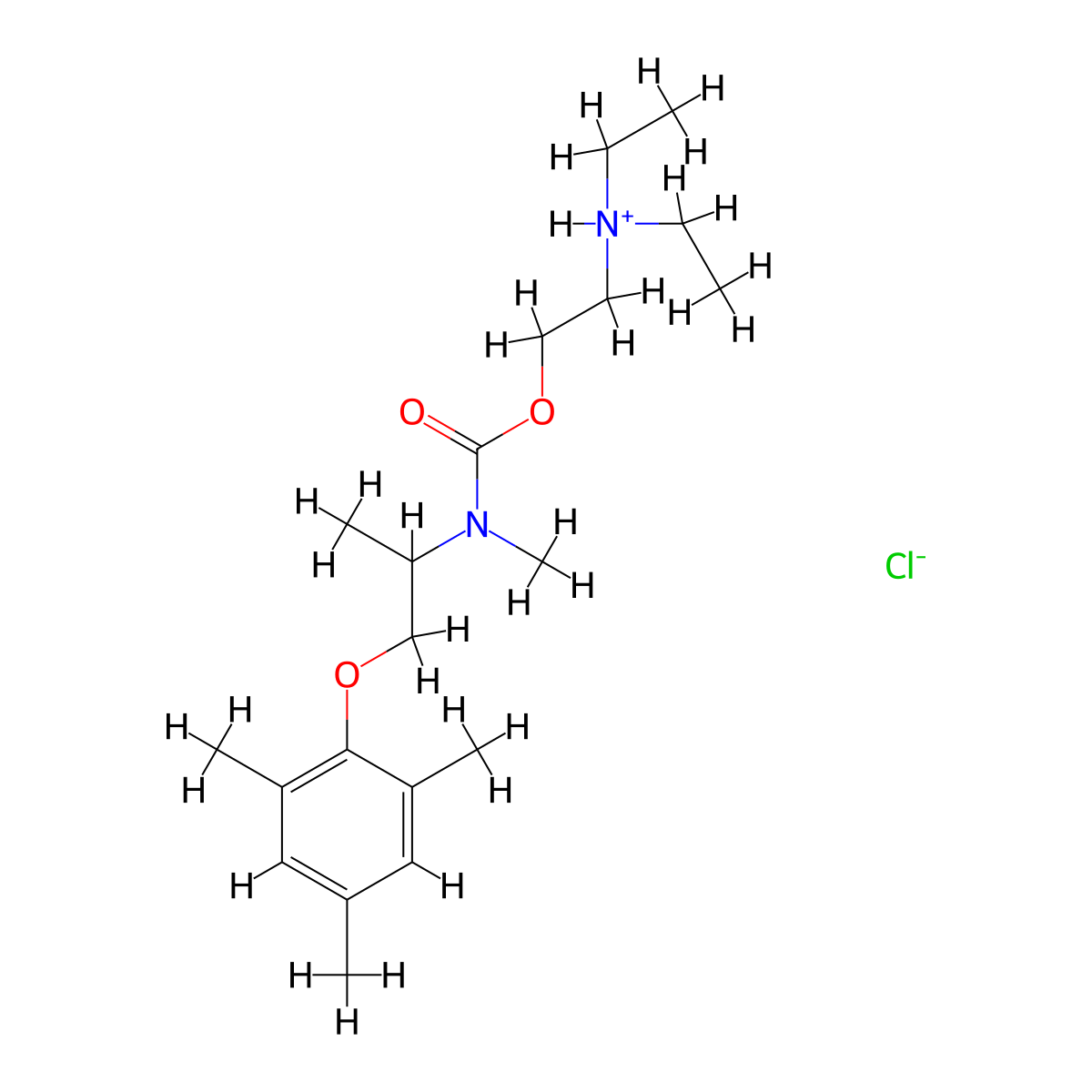 Carbamic acid, N-(1-mesityloxy-2-propyl)-N-methyl-, 2-(diethylamino)ethyl ester, hydrochloride molecular structure, CAS 100836-53-1