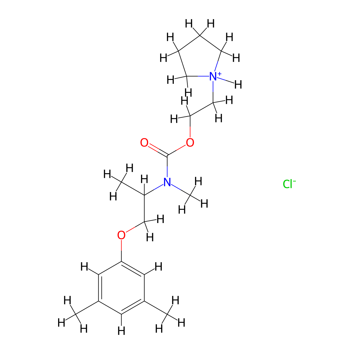 Carbamic acid, N-methyl-N-(1-(3,5-xylyloxy)-2-propyl)-, 2-(pyrrolidinyl)ethyl ester, hydrochloride molecular structure, CAS 100836-67-7