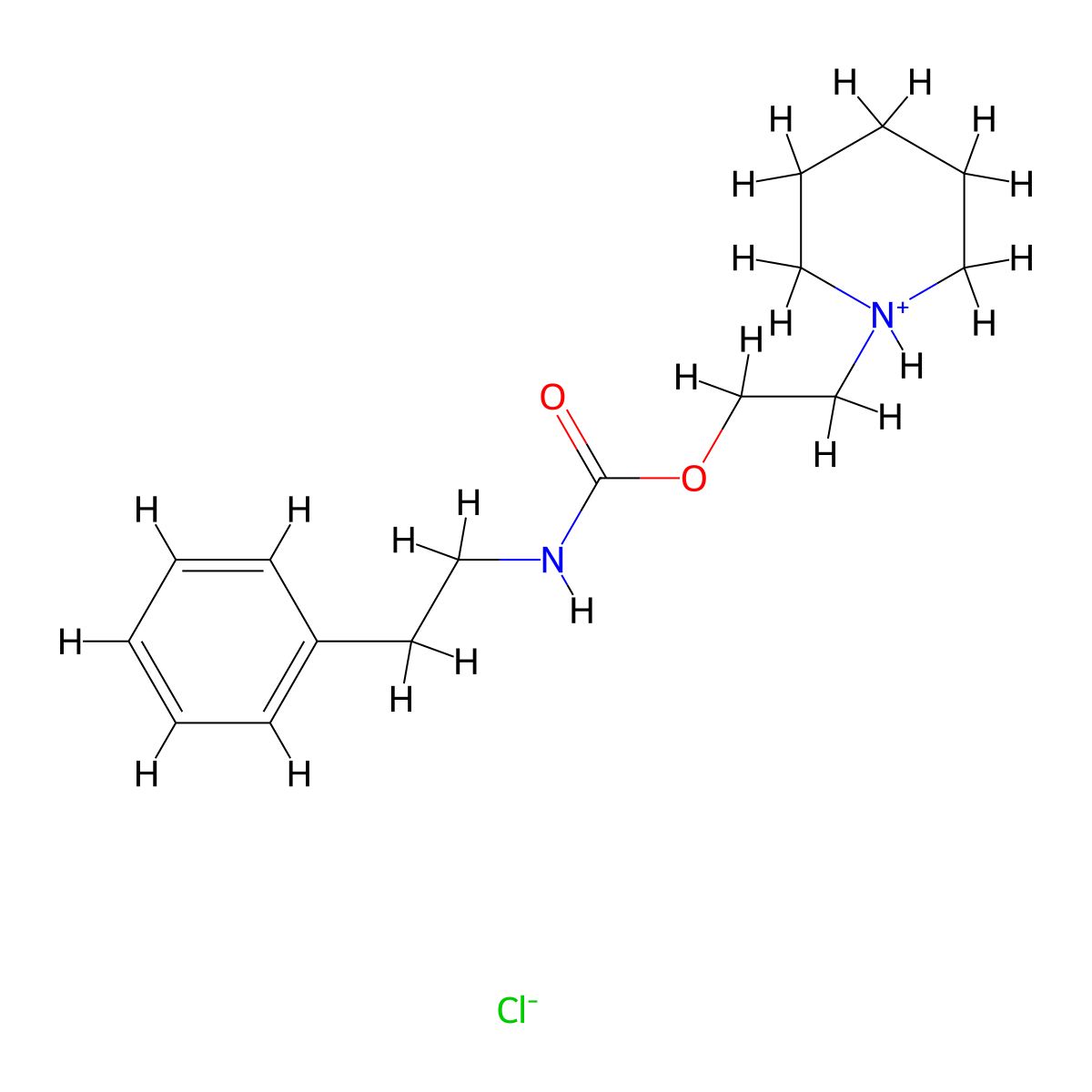 2-(Piperidin-1-yl)ethyl hydrogen (2-phenylethyl)carbonimidate--hydrogen chloride (1/1) molecular structure, CAS 100836-69-9