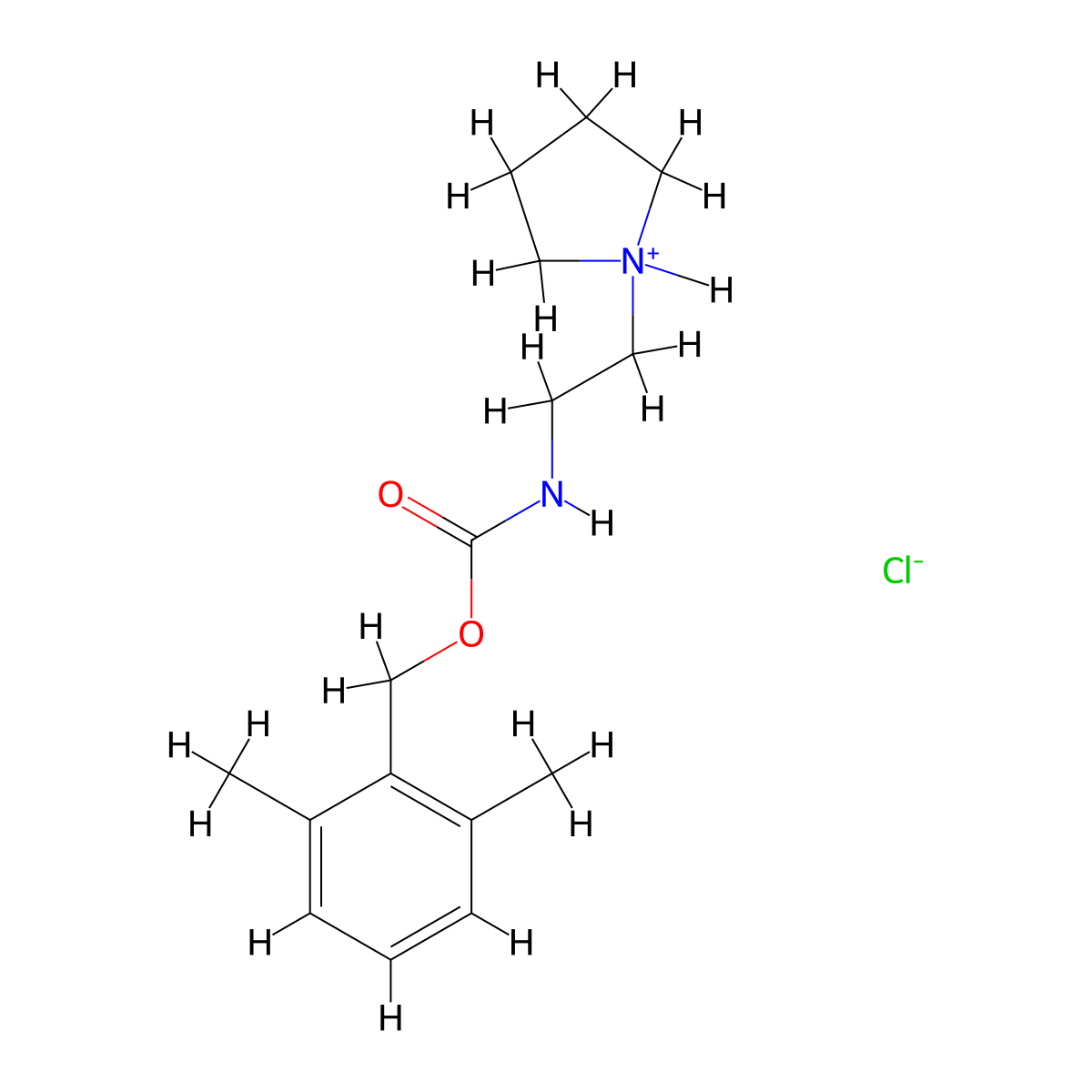 Carbamic acid, (2-pyrrolidinylethyl)-, 2,6-dimethylbenzyl ester, monohydrochloride molecular structure, CAS 100836-75-7