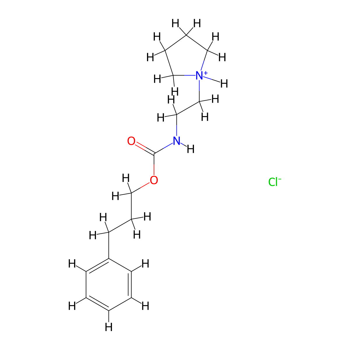 Carbamic acid, (2-pyrrolidinylethyl)-, 3-phenylpropyl ester, monohydrochloride molecular structure, CAS 100836-77-9