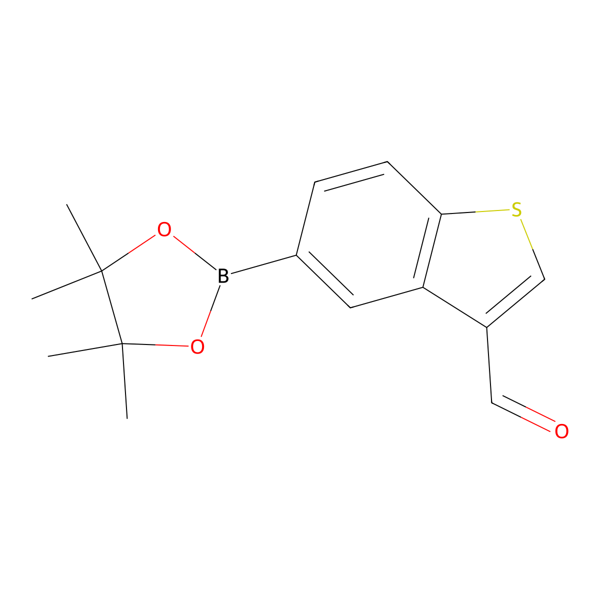5-(4,4,5,5-Tetramethyl-1,3,2-dioxaborolan-2-yl)benzo[b]thiophene-3-carbaldehyde molecular structure, CAS 1008361-79-2