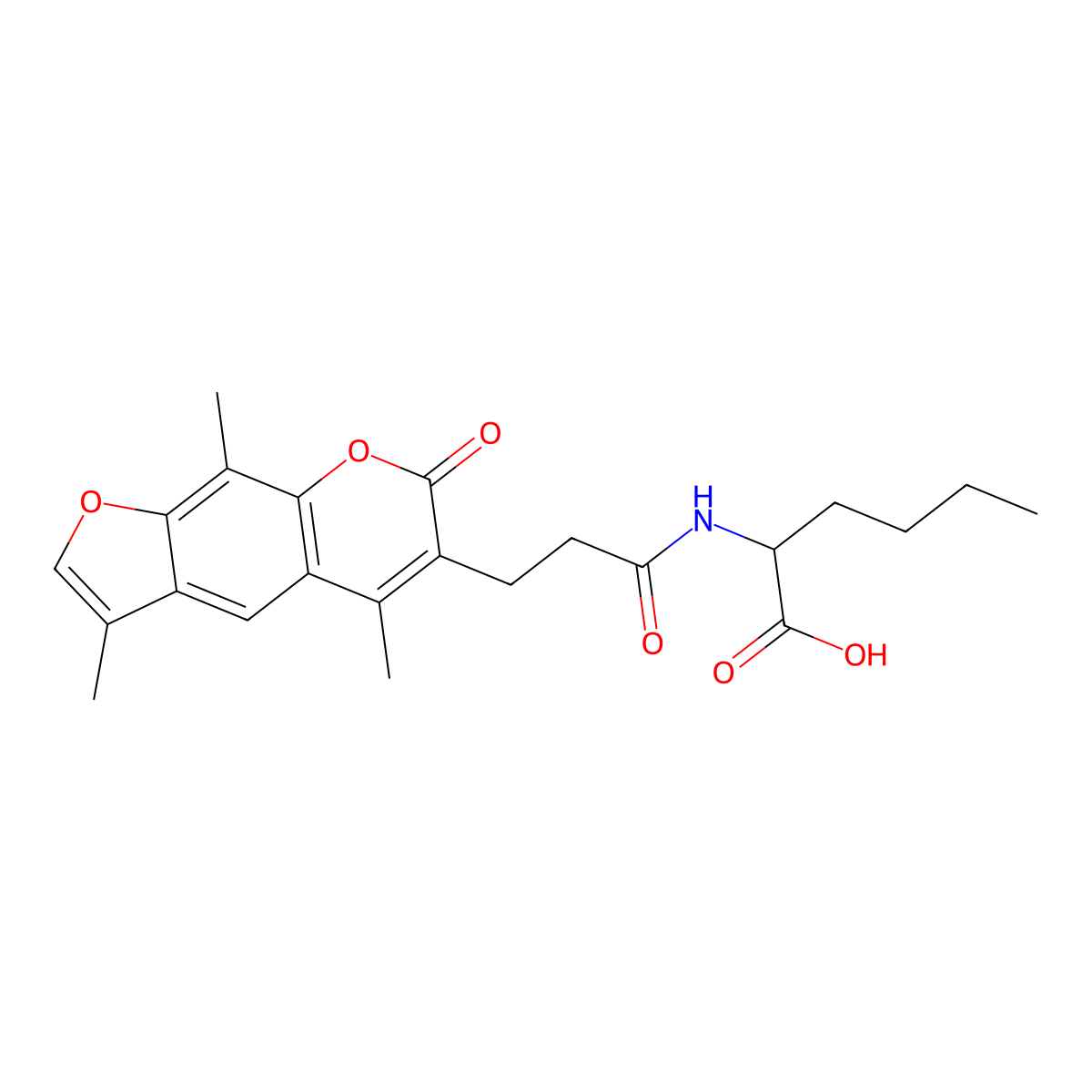 N-[3-(3,5,9-trimethyl-7-oxo-7H-furo[3,2-g]chromen-6-yl)propanoyl]norleucine molecular structure, CAS 1008367-28-9
