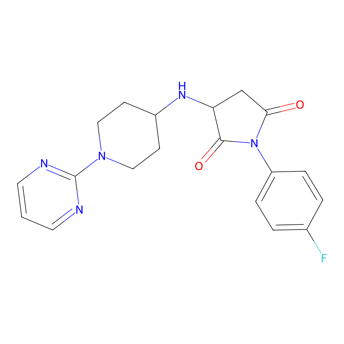 1-(4-Fluorophenyl)-3-{[1-(pyrimidin-2-yl)piperidin-4-yl]amino}pyrrolidine-2,5-dione molecular structure, CAS 1008374-35-3