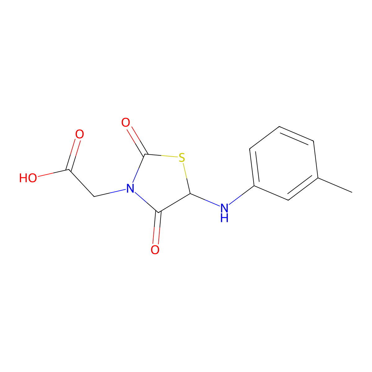 2-{5-[(3-Methylphenyl)amino]-2,4-dioxo-1,3-thiazolidin-3-yl}acetic acid molecular structure, CAS 1008375-52-7
