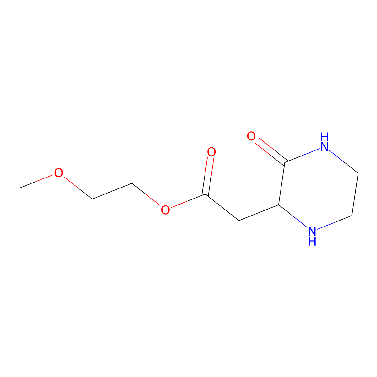 2-Methoxyethyl 2-(3-oxo-2-piperazinyl)acetate molecular structure, CAS 1008377-14-7