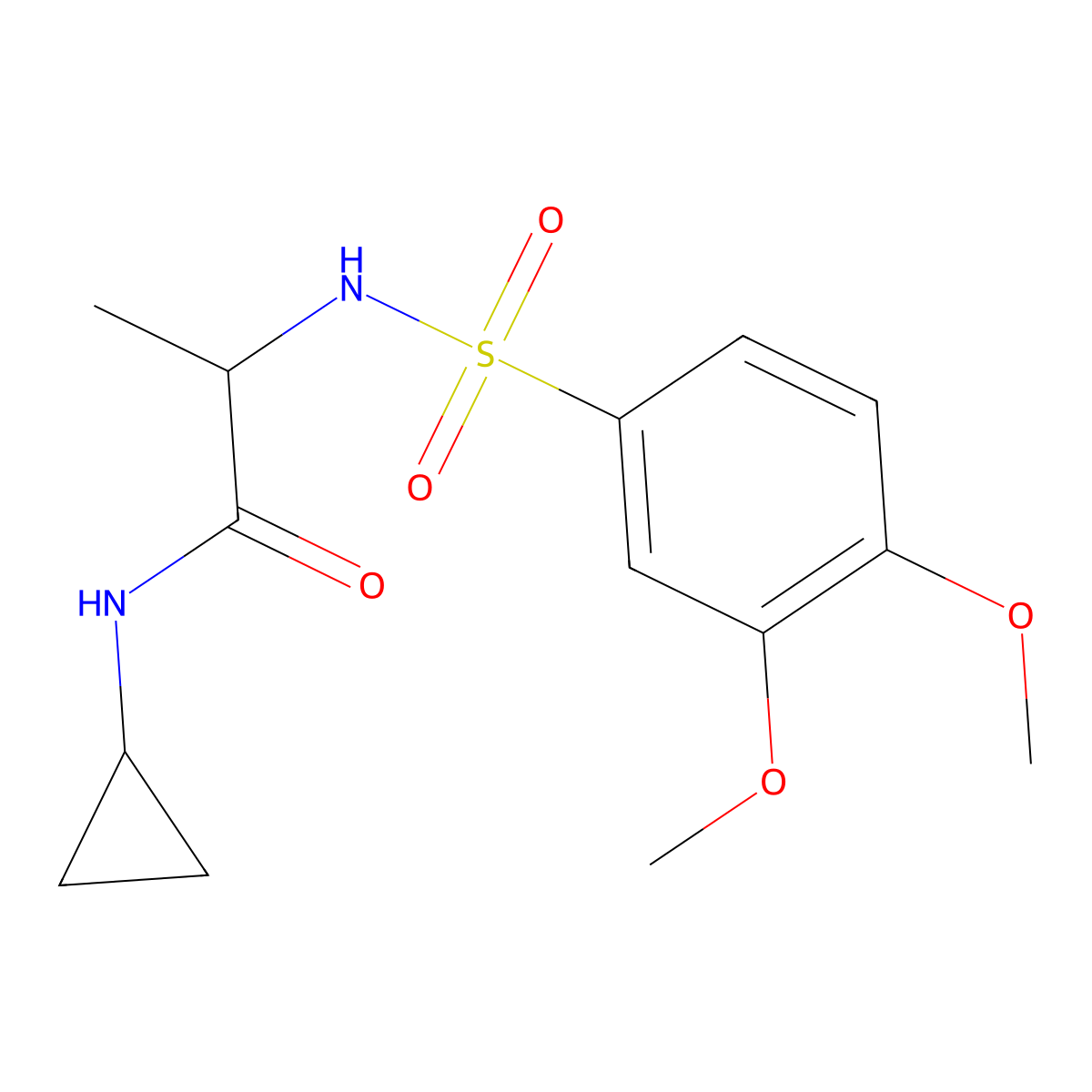 N-cyclopropyl-N~2~-[(3,4-dimethoxyphenyl)sulfonyl]alaninamide molecular structure, CAS 1008379-68-7