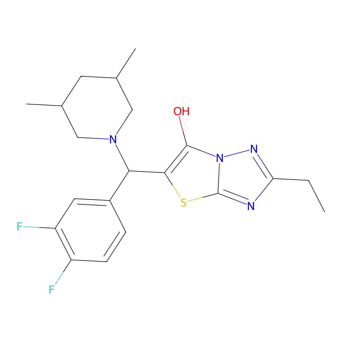 5-((3,4-Difluorophenyl)(3,5-dimethylpiperidin-1-yl)methyl)-2-ethylthiazolo[3,2-b][1,2,4]triazol-6-ol molecular structure, CAS 1008385-35-0