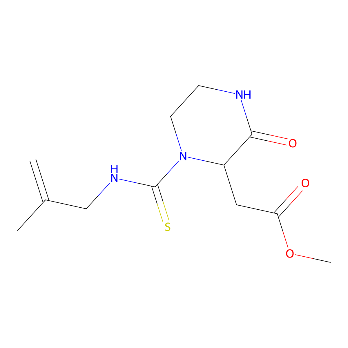 [1-(2-Methyl-allylthiocarbamoyl)-3-oxo-piperazin-2-yl]-acetic acid methyl ester molecular structure, CAS 1008386-73-9