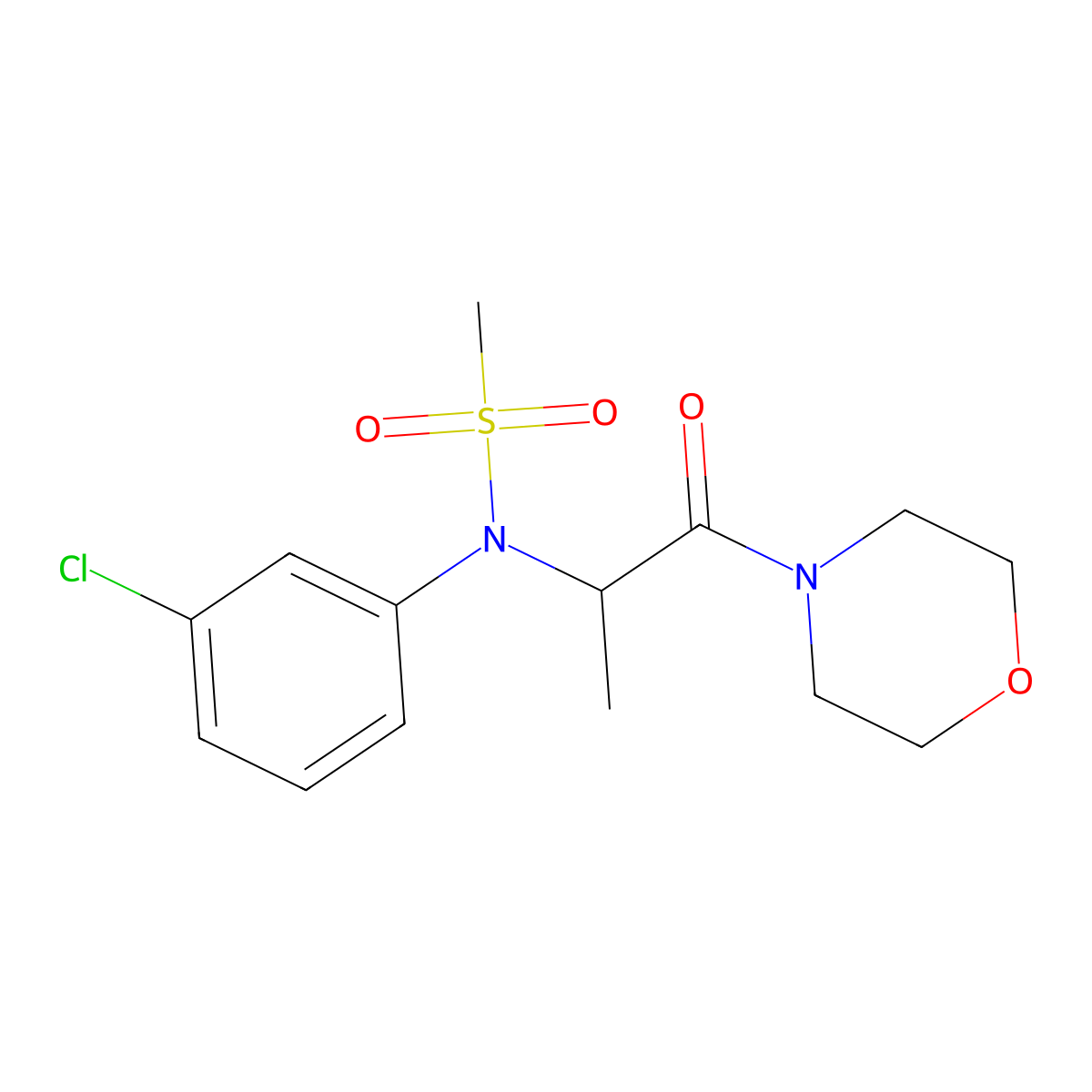 N-(3-chlorophenyl)-N-(1-morpholin-4-yl-1-oxopropan-2-yl)methanesulfonamide molecular structure, CAS 1008392-57-1