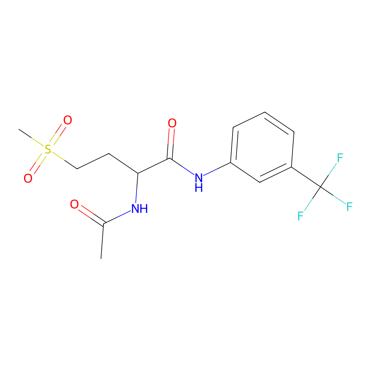 2-acetamido-4-(methylsulfonyl)-N-(3-(trifluoromethyl)phenyl)butanamide molecular structure, CAS 1008396-49-3