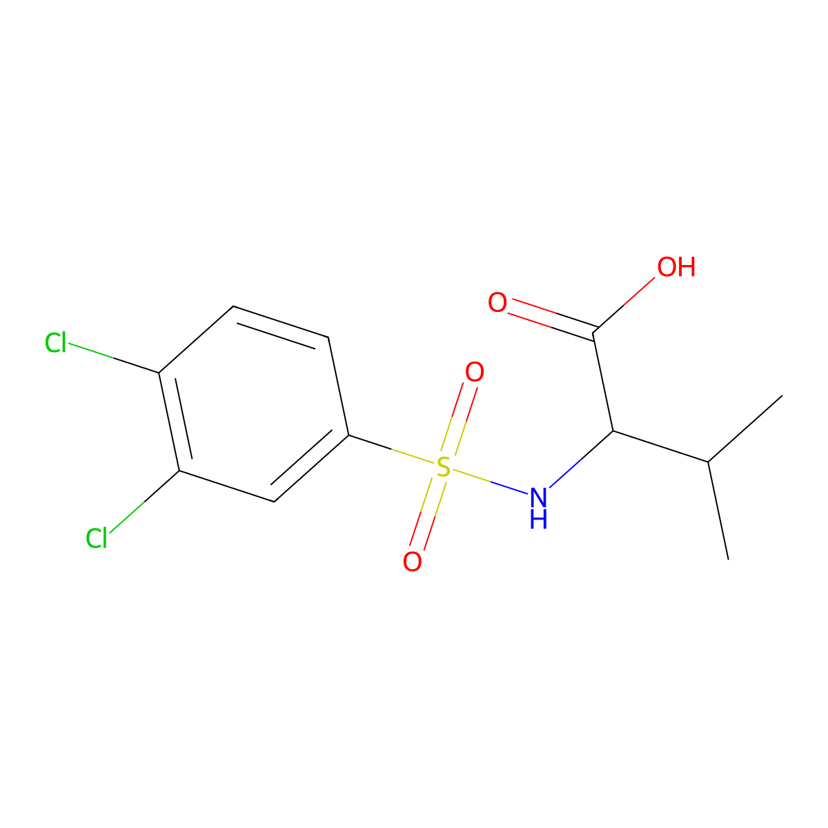 2-(3,4-Dichlorobenzenesulfonamido)-3-methylbutanoic acid molecular structure, CAS 1008396-63-1