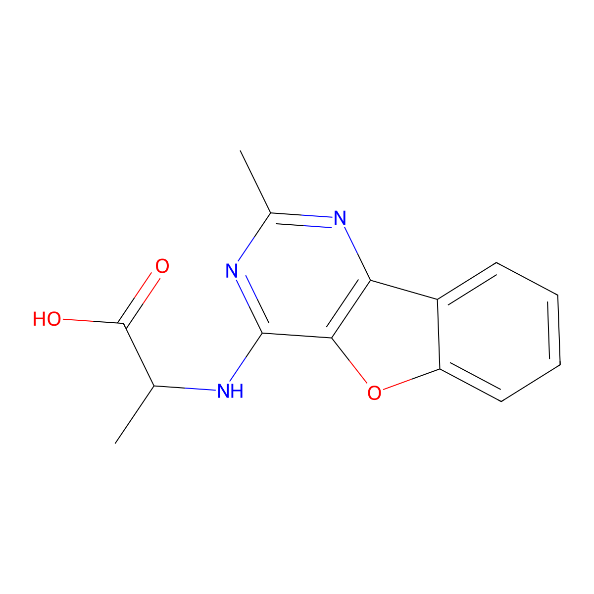 2-((2-Methylbenzofuro[3,2-d]pyrimidin-4-yl)amino)propanoic acid molecular structure, CAS 1008403-85-7