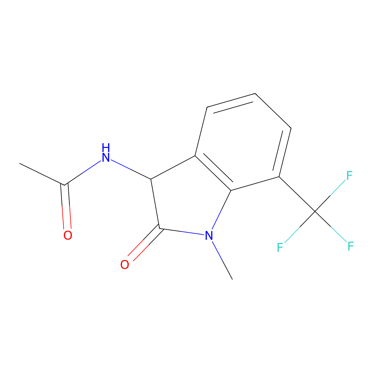 N-[1-methyl-2-oxo-7-(trifluoromethyl)-2,3-dihydro-1H-indol-3-yl]acetamide molecular structure, CAS 1008408-96-5