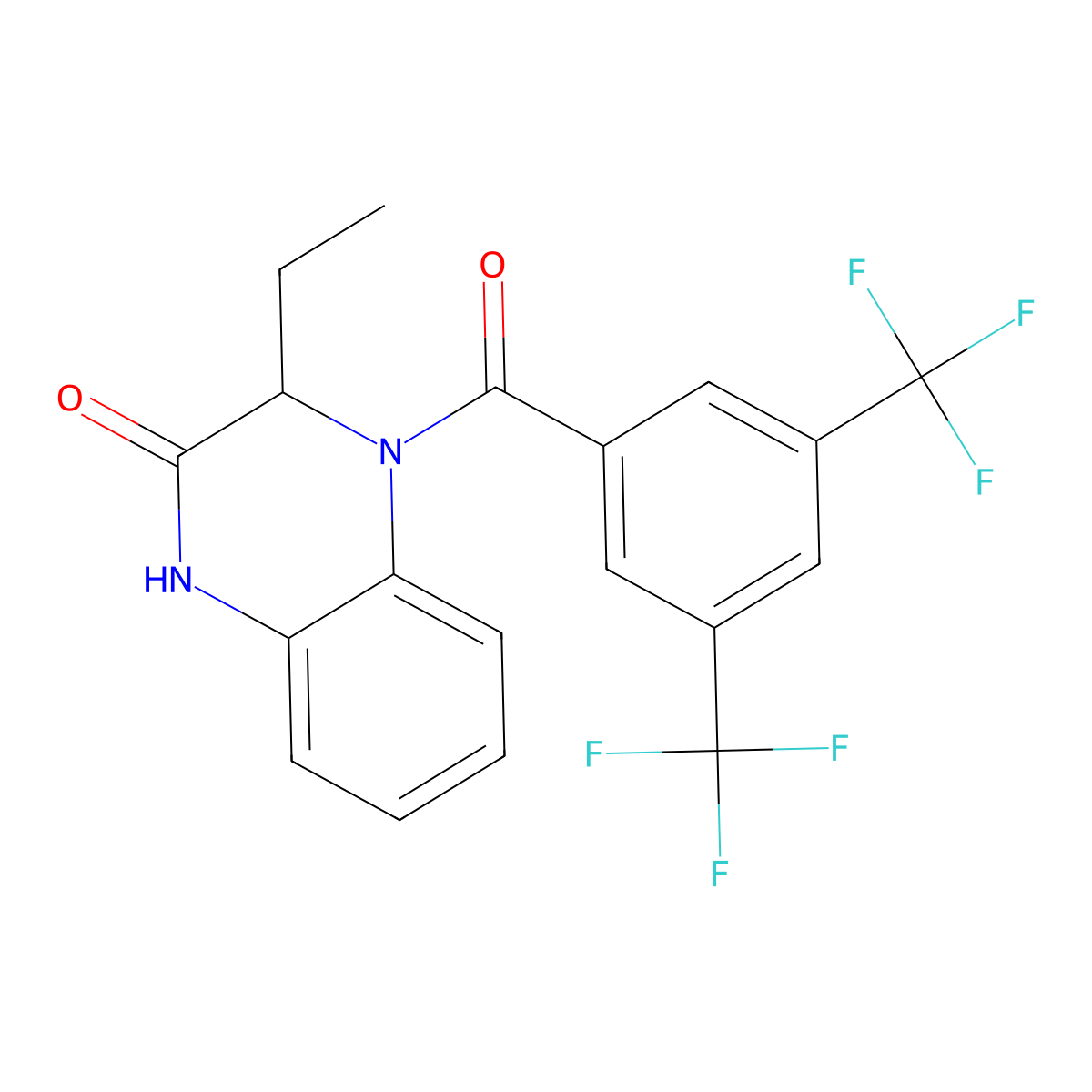 4-[3,5-Bis(trifluoromethyl)benzoyl]-3-ethyl-1,3-dihydroquinoxalin-2-one molecular structure, CAS 1008411-48-0