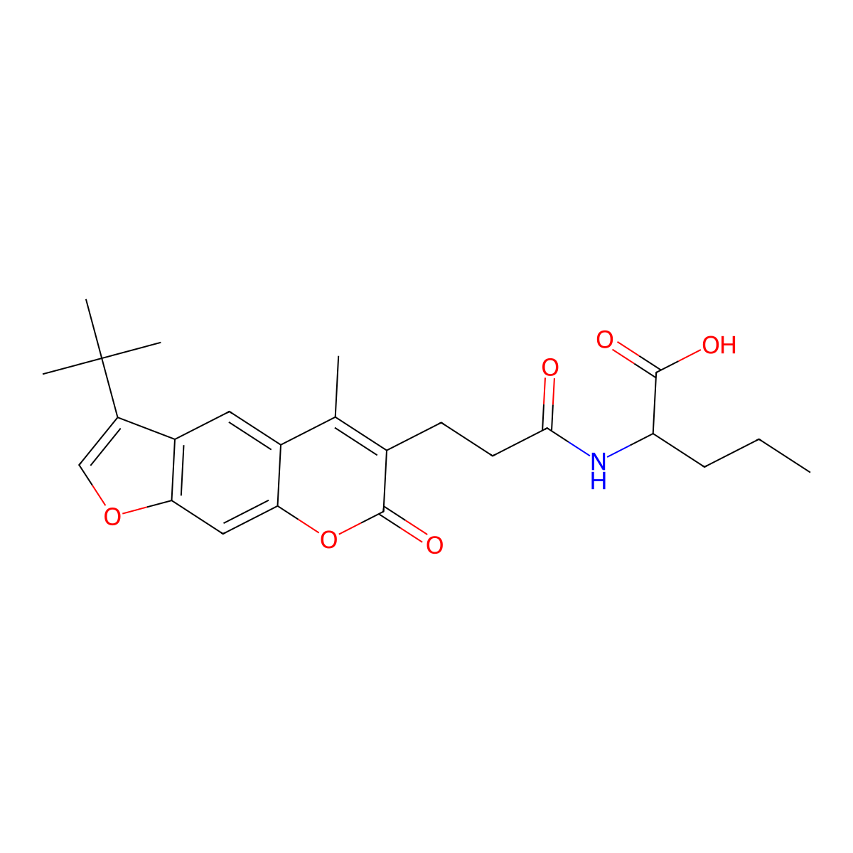 N-[3-(3-tert-butyl-5-methyl-7-oxo-7H-furo[3,2-g]chromen-6-yl)propanoyl]norvaline molecular structure, CAS 1008411-80-0