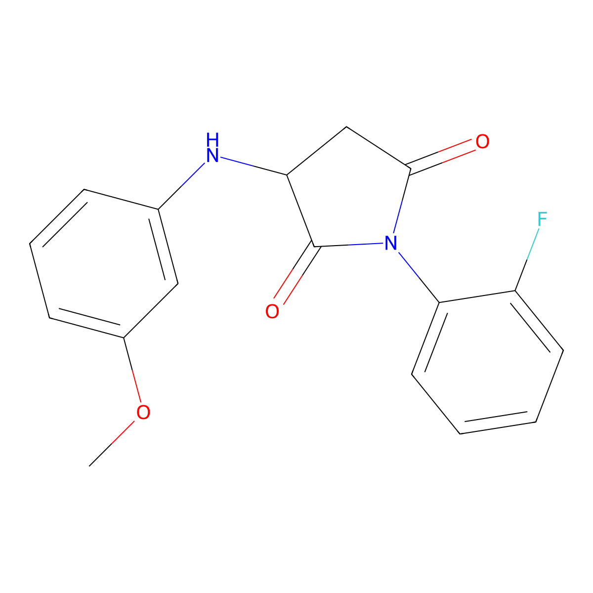 1-(2-Fluorophenyl)-3-[(3-methoxyphenyl)amino]azolidine-2,5-dione molecular structure, CAS 1008412-34-7
