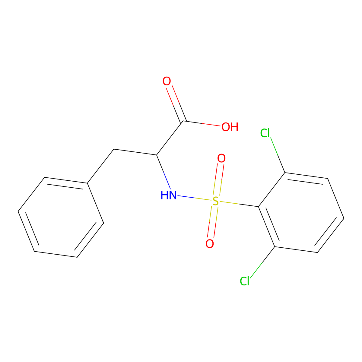 2-{[(2,6-Dichlorophenyl)sulfonyl]amino}-3-phenylpropanoic acid molecular structure, CAS 1008423-33-3