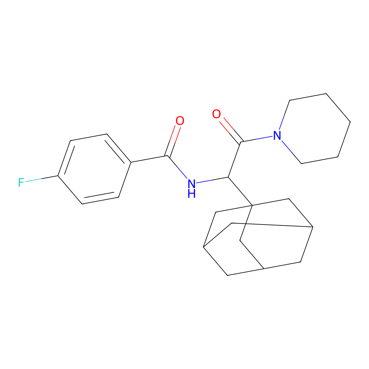 N-[1-(1-adamantyl)-2-oxo-2-piperidin-1-ylethyl]-4-fluorobenzamide molecular structure, CAS 1008423-59-3