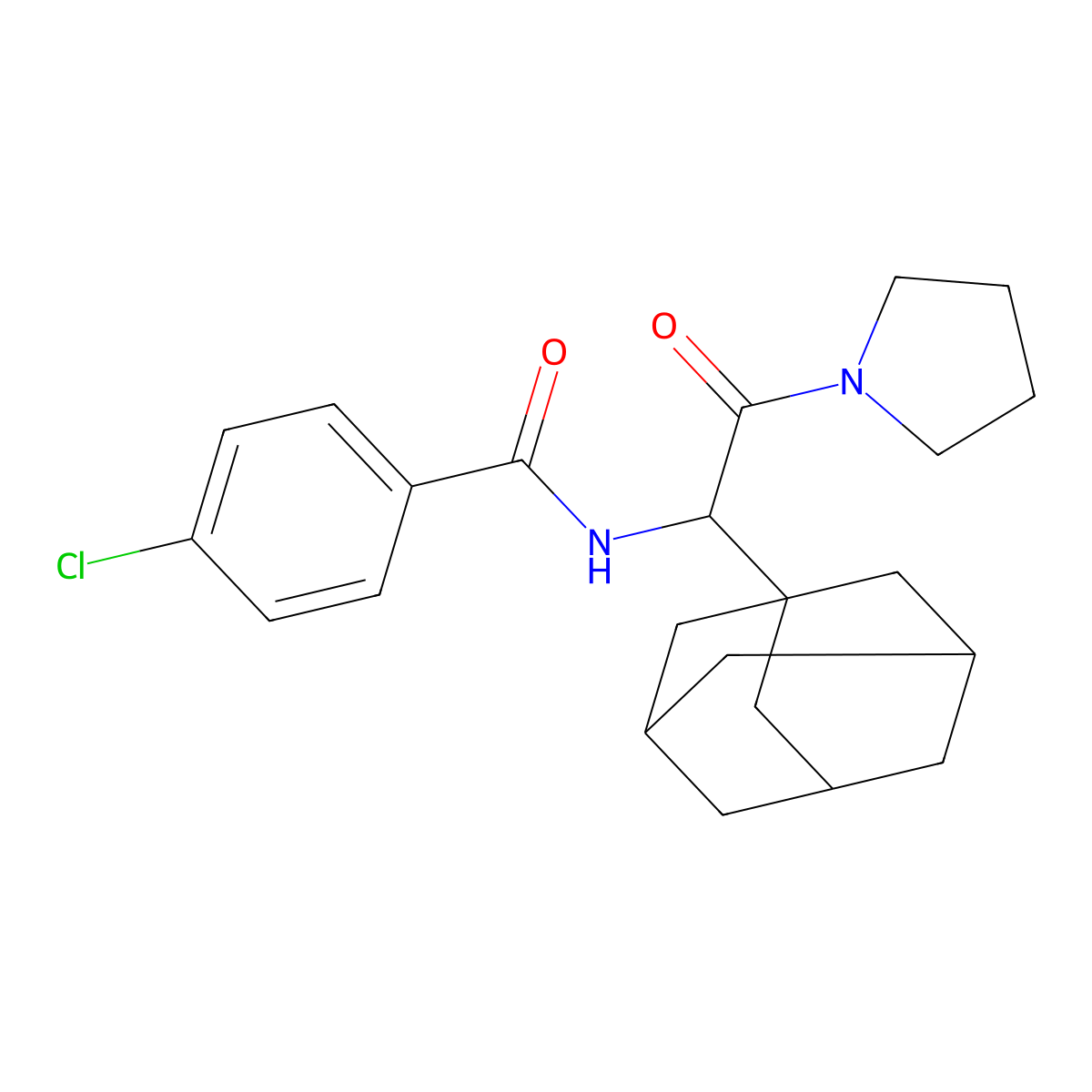 N-[1-(1-adamantyl)-2-oxo-2-pyrrolidin-1-ylethyl]-4-chlorobenzamide molecular structure, CAS 1008424-30-3