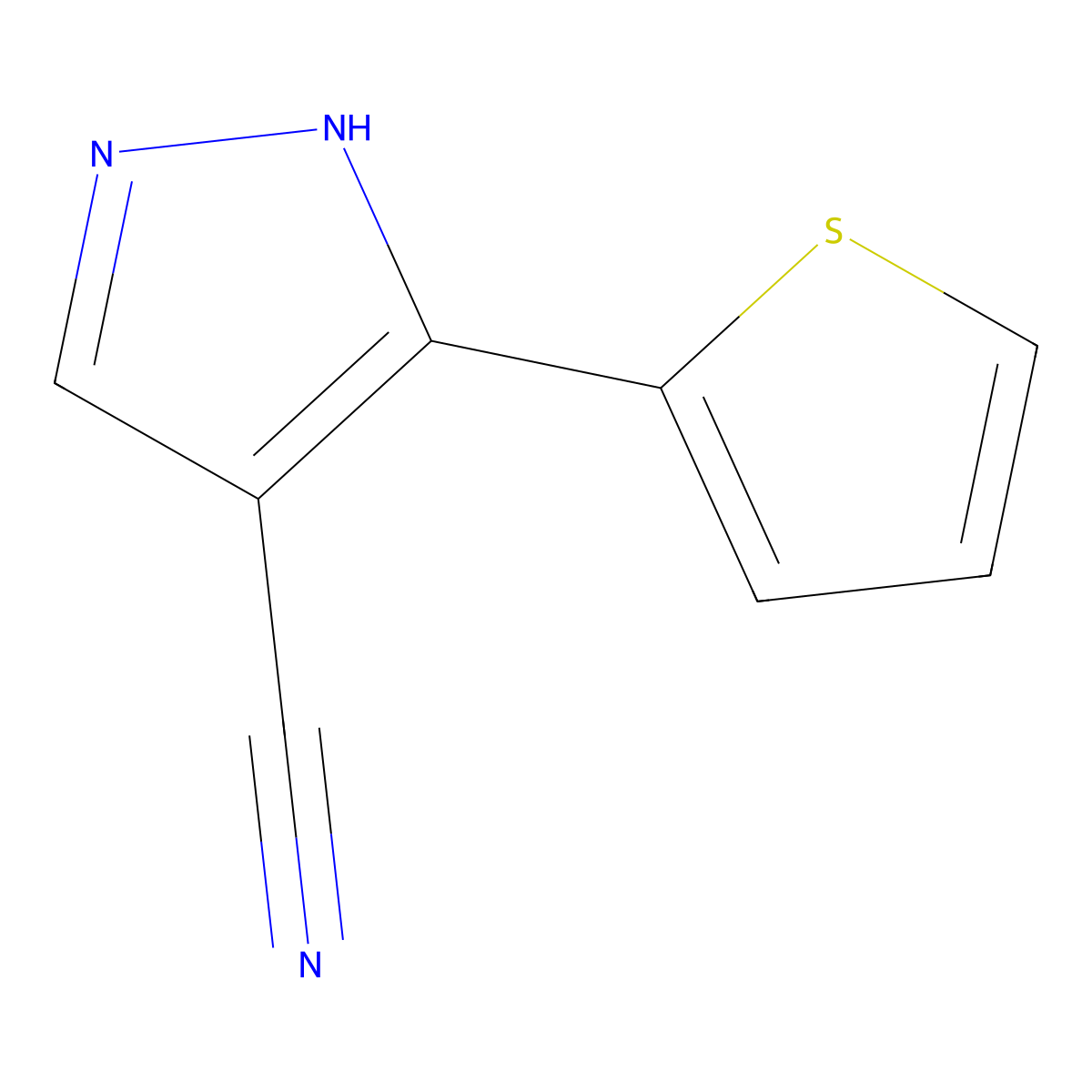5-(2-thienyl)-1H-pyrazole-4-carbonitrile molecular structure, CAS 1008428-30-5