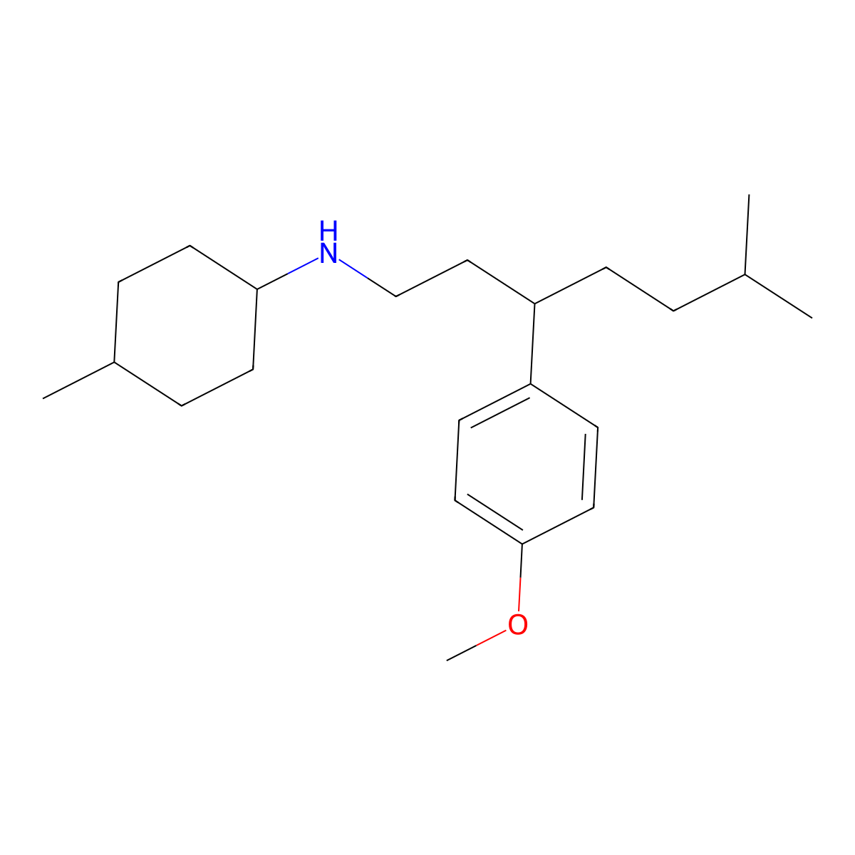 N-[3-(4-methoxyphenyl)-6-methylheptyl]-4-methylcyclohexanamine molecular structure, CAS 1008431-06-8