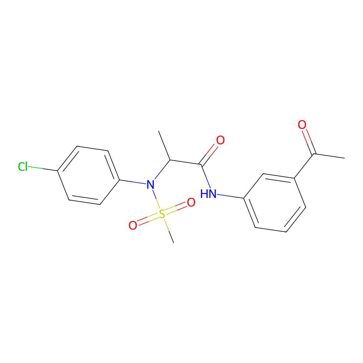 N-(3-acetylphenyl)-2-(4-chloro-N-methylsulfonylanilino)propanamide molecular structure, CAS 1008434-41-0