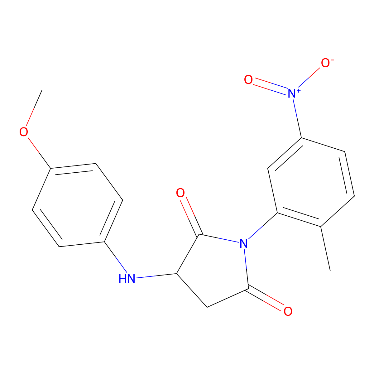 3-((4-Methoxyphenyl)amino)-1-(2-methyl-5-nitrophenyl)pyrrolidine-2,5-dione molecular structure, CAS 1008434-54-5